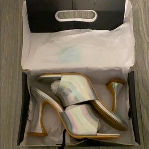 Silver heeled sandals
